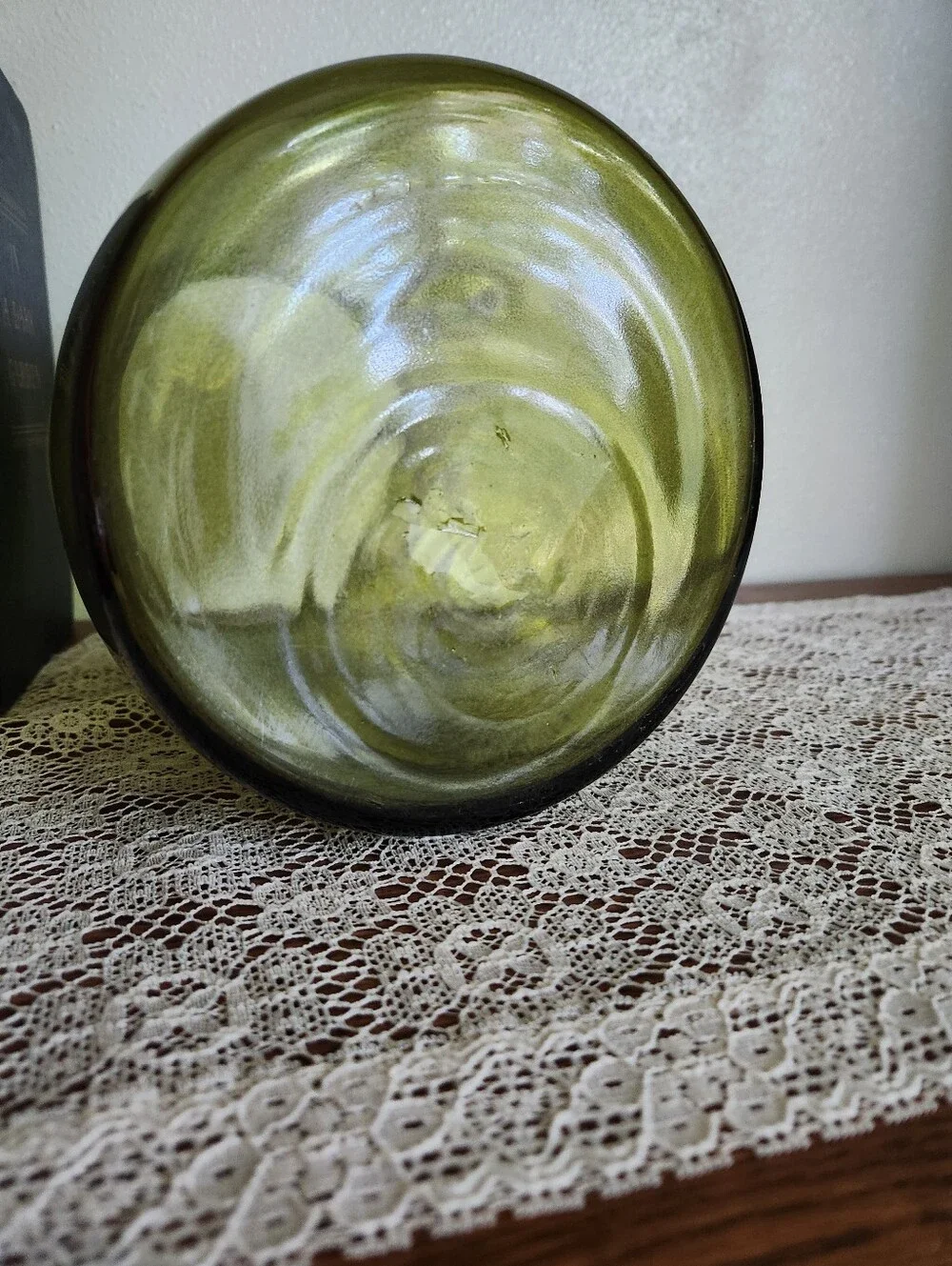 Avacado Green Vintage Glass Vase